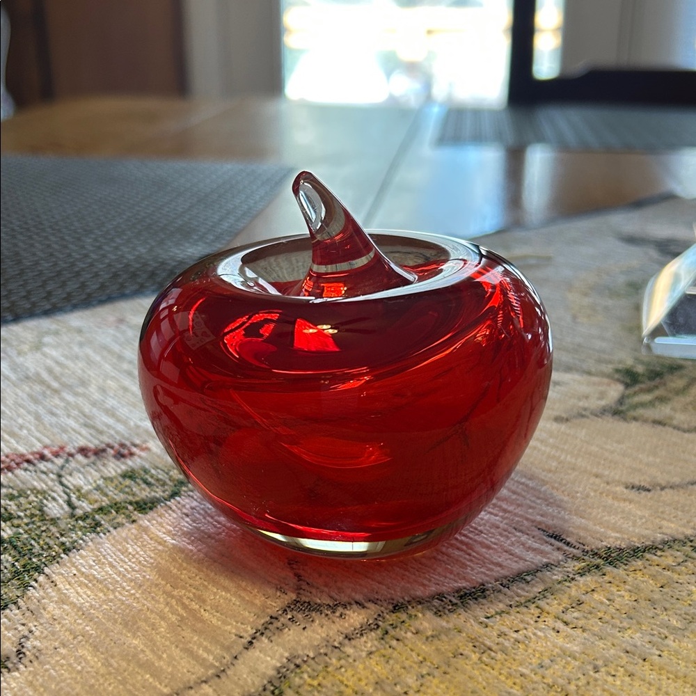 Red Glass Apple Paperweight - Picture 3 of 5